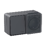 Блок ОП AtlasDesign Profi54 розетка 16А 250В с заземл. защ. шторки + 1-кл. выключатель 10А IP54 антрацит SchE