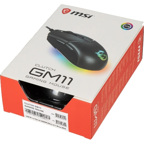 Мышь проводная MSI Clutch GM11 черный, 5000 dpi, USB, кнопки - 6