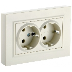 Розетка 2-местная IEK BRITE РС12-3-БрКр (BR-R21-16-K10-F) с заземлением, без защитных шторок, 16А в сборе, бежевый