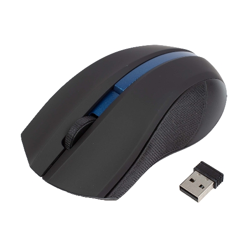 Мышь беспроводная HIPER HOMW-074 черный/синий, 1000 dpi, радиоканал, USB, кнопки - 3
