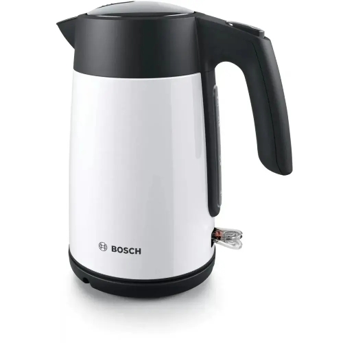 Чайник электрический Bosch TWK7L461, 1.7 л, 2400 Вт., нерж.сталь, покрытая эмалью, белый,шкала уровня воды