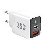 Сетевое зарядное устройство с дисплеем Cablexpert MP3A-PC-52, 35Вт GaN, QC3.0/PD3.0, 1хUSB, 1хType-C, белый, коробка