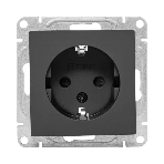 Механизм розетки EKF UP1-SOB-111 16А, с заземлением, со шторками, черный Эпика