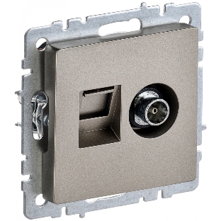 Розетка телевизионная двойная TV+RJ45 IEK Brite РТВ/РК12-БрШ (BR-AK20-1-K37) кат.5E шампань
