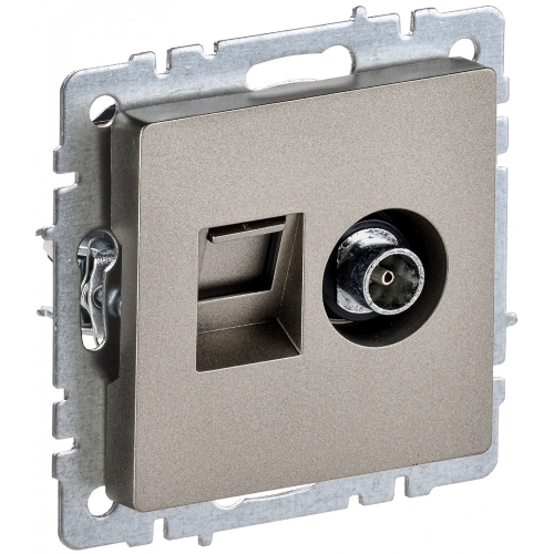 Розетка телевизионная двойная TV+RJ45 IEK Brite РТВ/РК12-БрШ (BR-AK20-1-K37) кат.5E шампань