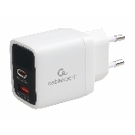 Сетевое зарядное устройство с дисплеем Cablexpert MP3A-PC-52, 35Вт GaN, QC3.0/PD3.0, 1хUSB, 1хType-C, белый, коробка