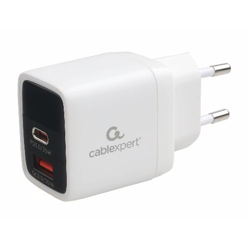 Сетевое зарядное устройство с дисплеем Cablexpert MP3A-PC-52, 35Вт GaN, QC3.0/PD3.0, 1хUSB, 1хType-C, белый, коробка