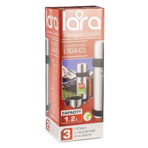 Термос Lara LR04-03 нержавеющая сталь AISI 201 1,2 л