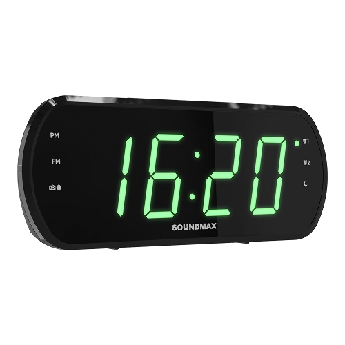 Радиочасы Soundmax SM-1562U (черный с зеленым)