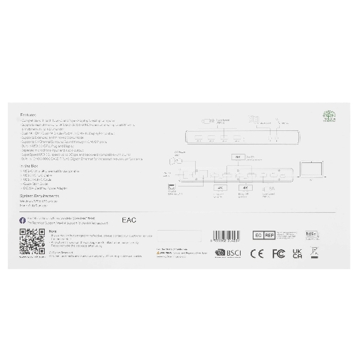 Док-станция WAVLINK WL-UG69DK1, USB Type-C, DisplayPort/HDMI/RJ-45/USB Type-C/Jack 3.5mm, USB