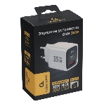 Сетевое зарядное устройство с дисплеем Cablexpert MP3A-PC-52, 35Вт GaN, QC3.0/PD3.0, 1хUSB, 1хType-C, белый, коробка