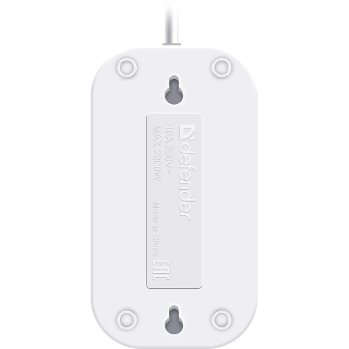 Удлинитель бытовой Defender B220 - 2 роз х 5 м, белый