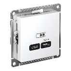 Розетка USB AtlasDesign тип C 65Вт QC PD высокоскор. ЗУ механизм бел. SE ATN000127