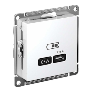 Розетка USB AtlasDesign тип C 65Вт QC PD высокоскор. ЗУ механизм бел. SE ATN000127
