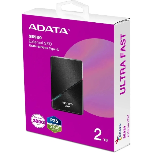 Внешний SSD ADATA SE920, 2Tb, USB 4 Type-C, R/W 3800/3700, черный