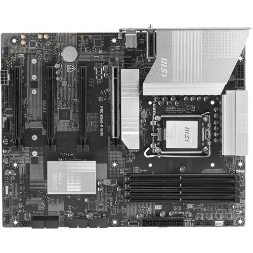 Материнская плата MSI PRO B860-P WIFI, LGA 1851, Intel B860, 4xDDR5, 4xSATA, 3xM.2, 1xPCIe 5.0 x16, 1xPCIe 4.0 x4, 2xPCIe 4.0 x1, 1xHDMI, 1xDP, 1xUSB-C, 1x 5Gb LAN, 2xUSB-A 3.2 Gen 2, 2xUSB-A 3.2 Gen 1, 4xUSB-A 2.0, 3x3.5 мм, 7.1, Wi-Fi 7, ATX