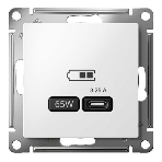 Розетка USB AtlasDesign тип C 65Вт QC PD высокоскор. ЗУ механизм бел. SE ATN000127