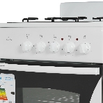 Плита комбинированная Flama RK 2201 W белый, конфорок 2 газовых и 2 электрических, духовка 50 л, 50 см x 85 см x 54 см