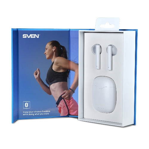 Наушники беспроводные внутриканальные с микрофоном SVEN E-727BT белый Bluetooth