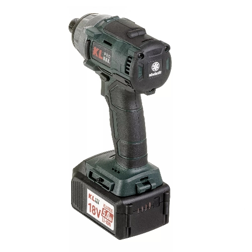 Профессиональный бесщеточный винтоверт аккумуляторный KLPRO KLDV18B-50 (18В, Li-ion-2шт, 5.0Ач, 180Нм, 2 скорости, подсветка,З/У,в кейсе)