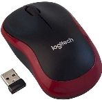 Мышь беспроводная Logitech M185, красный, 1000 dpi, радиоканал, USB, кнопки - 3