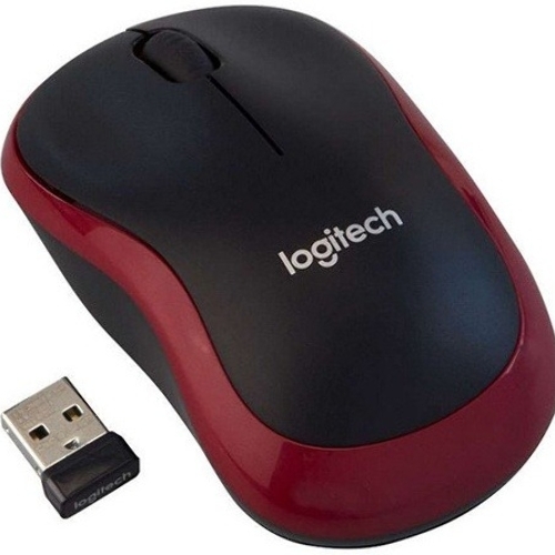 Мышь беспроводная Logitech M185, красный, 1000 dpi, радиоканал, USB, кнопки - 3