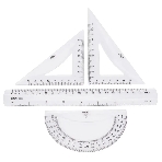 Набор линеек Deli Pioneer EG00412, пластик, прозрачный, в комплекте: линейка 20 см/треугольник 2 шт/транспортир, европодвес