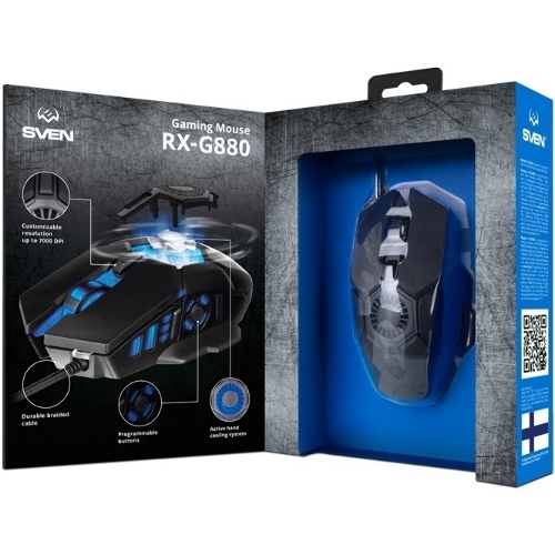 Мышь проводная SVEN RX-G880 черный, 7000 dpi, USB, кнопки - 7