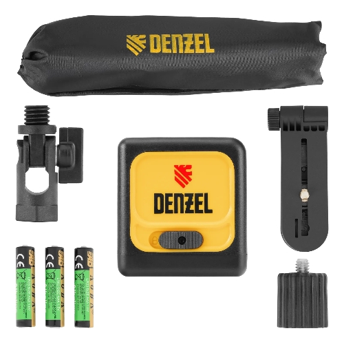Лазерный уровень Denzel DQB-T, 30 м, зеленый луч, батарейки, штатив