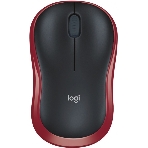 Мышь беспроводная Logitech M185, красный, 1000 dpi, радиоканал, USB, кнопки - 3