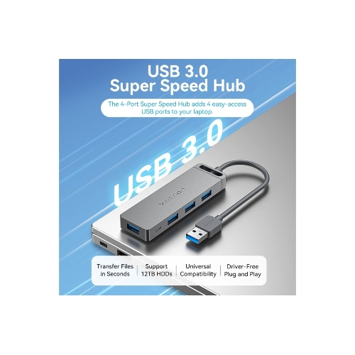 USB-концентратор Vention OTG USB 3.0 на 4 порта серый 1м.