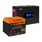 Комплект Источник бесперебойного питания EX295993RUS + батарея 45Aч EX285666RUS 1шт (инвертор, синус, для котла, PF=1, настенный) ExeGate IdealSine SR-1000.LCD.2SH <1000VA/1000W, чистая синусоида, цветной LCD-дисплей, 2*Schuko, крепление настенное, черный> + батарея ExeGate HRL 12-45 (12В, 45А·ч) 1шт