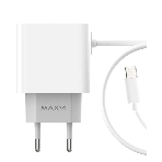 Сетевое зарядное устройство Maxvi CHL-242M 2.4A, with microUSB cable, 2хUSB-A, белый