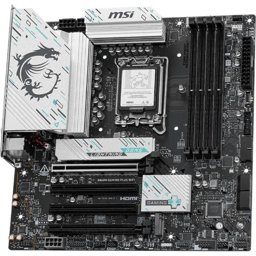 Материнская плата MSI B860M GAMING PLUS WIFI, LGA 1851, Intel B860, 4xDDR5, 4xSATA, 3xM.2, 1xPCIe 4.0 x4, 1xPCIe 5.0 x16, 1xDP, 1xHDMI, 1xUSB-C, 1x 5Gb LAN, 3xUSB-A 2.0, 2xUSB-A 3.2 Gen 1, 1xUSB 3.2 Gen 2, 7.1, 3x3.5 мм, mATX
