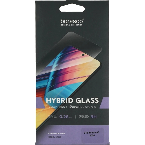 Защитное стекло для экрана BoraSCO Hybrid Glass для ZTE Blade A3 (2020) антиблик, 62.8 х 139 мм, 2.5D, прозрачный