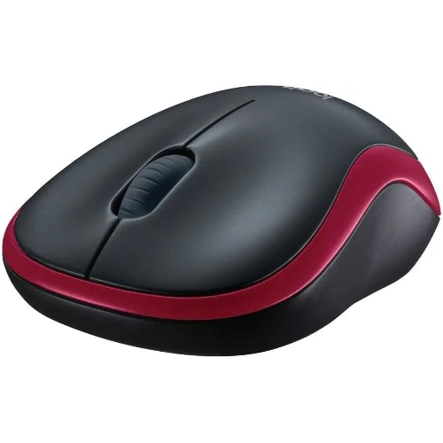 Мышь беспроводная Logitech M185, красный, 1000 dpi, радиоканал, USB, кнопки - 3