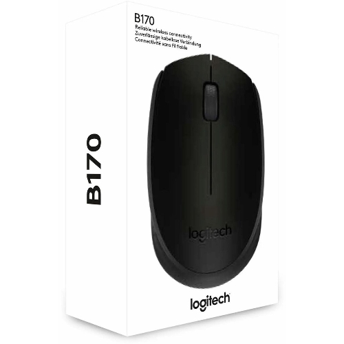 Мышь беспроводная Logitech B170 черный, 1000 dpi, радиоканал, USB, кнопки - 3