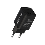 Сетевое зарядное устройство Maxvi A304 Type-C\USB 3A 15W, черный
