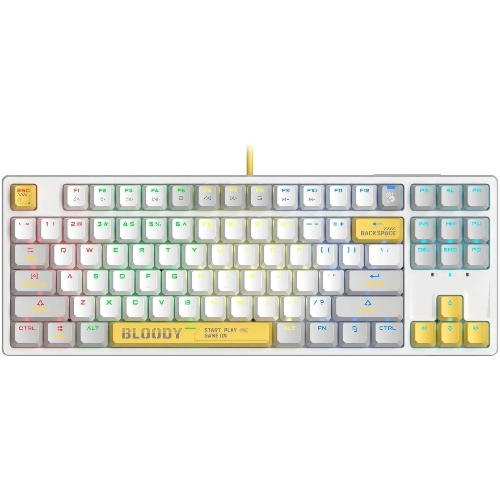 Клавиатура проводная A4Tech Bloody S87 Energy (S87 USB ENERGY WHITE) USB белый/желтый
