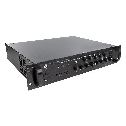 Микшер-усилитель Intrend ITMXAMP-350MTZ зональный, 5 зон. MP3, FM-тюнер, USB, Bluetooth, 3хMic/2хLine входы, 1хLine выход, 350 Вт, 4-16 Ом/100V, IR-пульт в комплекте