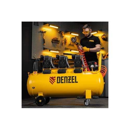 Компрессор безмасл. малошумн. Denzel DLP-4500/150, 4,5 кВт, 3х1,5 кВт,150 л, 2850 об/мин,750 л/мин