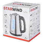 Чайник электрический Starwind SKS3210 1.7 л, 2200 Вт, серебристый (корпус: металл)