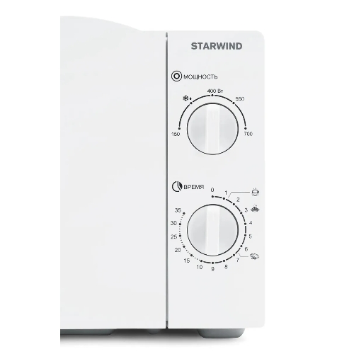 Микроволновая печь Starwind SWM6520 белый, 20 л, 700 Вт, переключатели - поворотный механизм