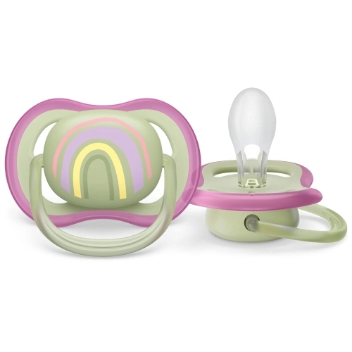Пустышка Philips Avent ultra air, солнышко/радуга, для девочек, 0-6 мес., 2 шт.