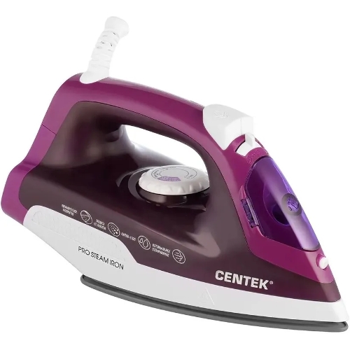 Утюг Centek CT-2348 фиолетовый, 1600 Вт, 20 г/мин, 80 г/мин, 200 мл