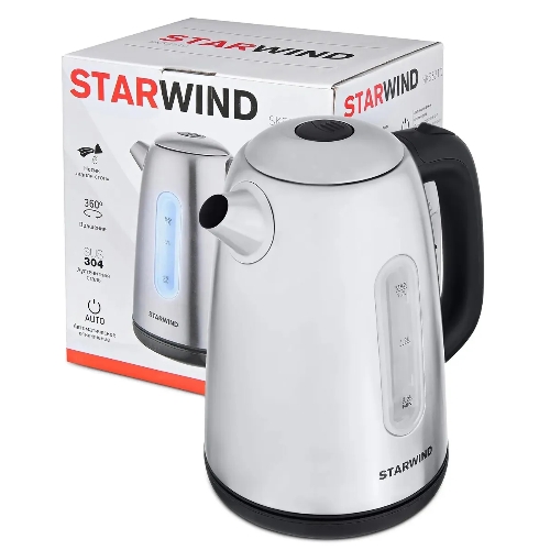 Чайник электрический Starwind SKS3210 1.7 л, 2200 Вт, серебристый (корпус: металл)