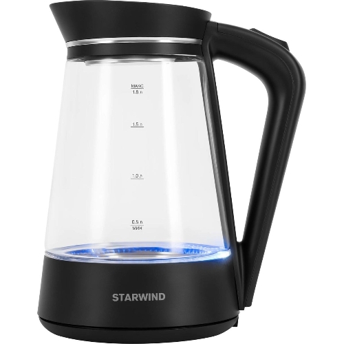 Чайник электрический Starwind SKG2116 1.8 л, 1700 Вт, черный/прозрачный корпус: стекло