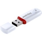 Флешка USB Smartbuy Crown white (SB4GbCRW-W), 4Gb, USB 2.0, R/W 15/5, белый/красный