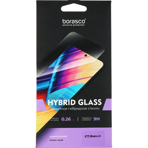Защитное стекло для экрана BoraSCO Hybrid Glass для ZTE Blade L9 антиблик, 60 х 130 мм, 2.5D, прозрачный
