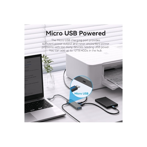 USB-концентратор Vention OTG USB 3.0 на 4 порта серый 1м.